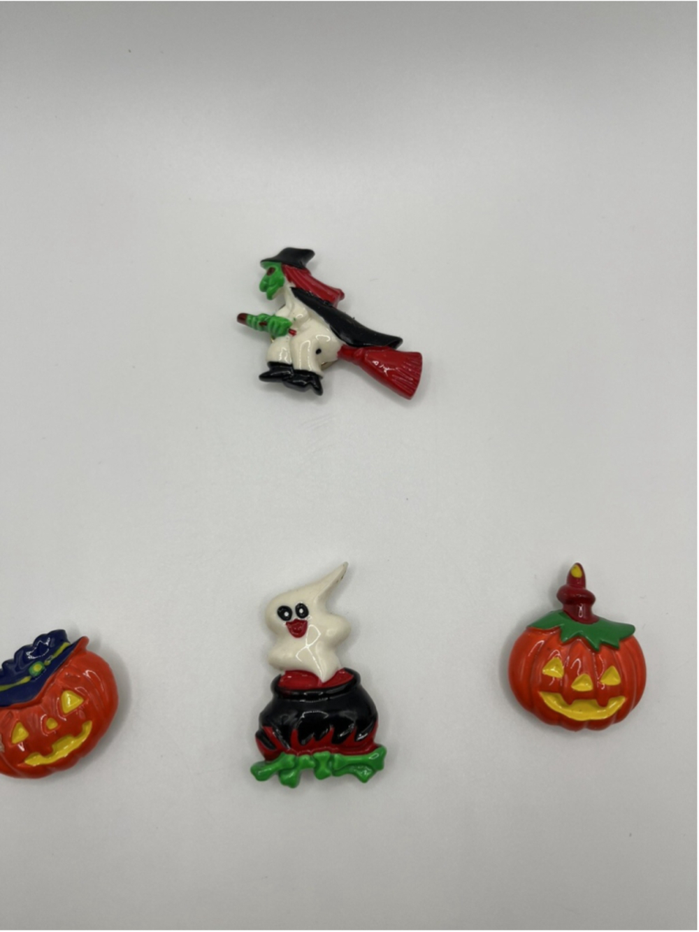 Vintage Halloween Button Covers: 2PumpkinS , Witch, ,& Ghost FUN LOT SEE PICS